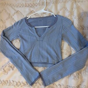 Urban Outfitters Light Blue Long Sleeve Knit Crop Top